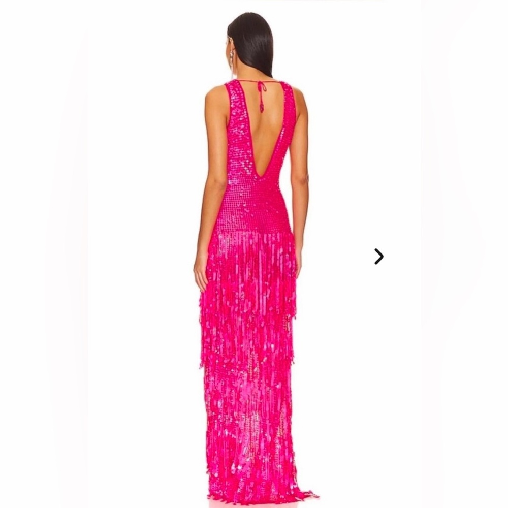 Retrofete Libra Pink Sequin Fringe Gown - Picture 2 of 6